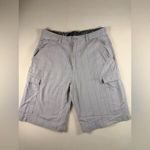 Men's Khaki Gray Windowpane Cargo Shorts